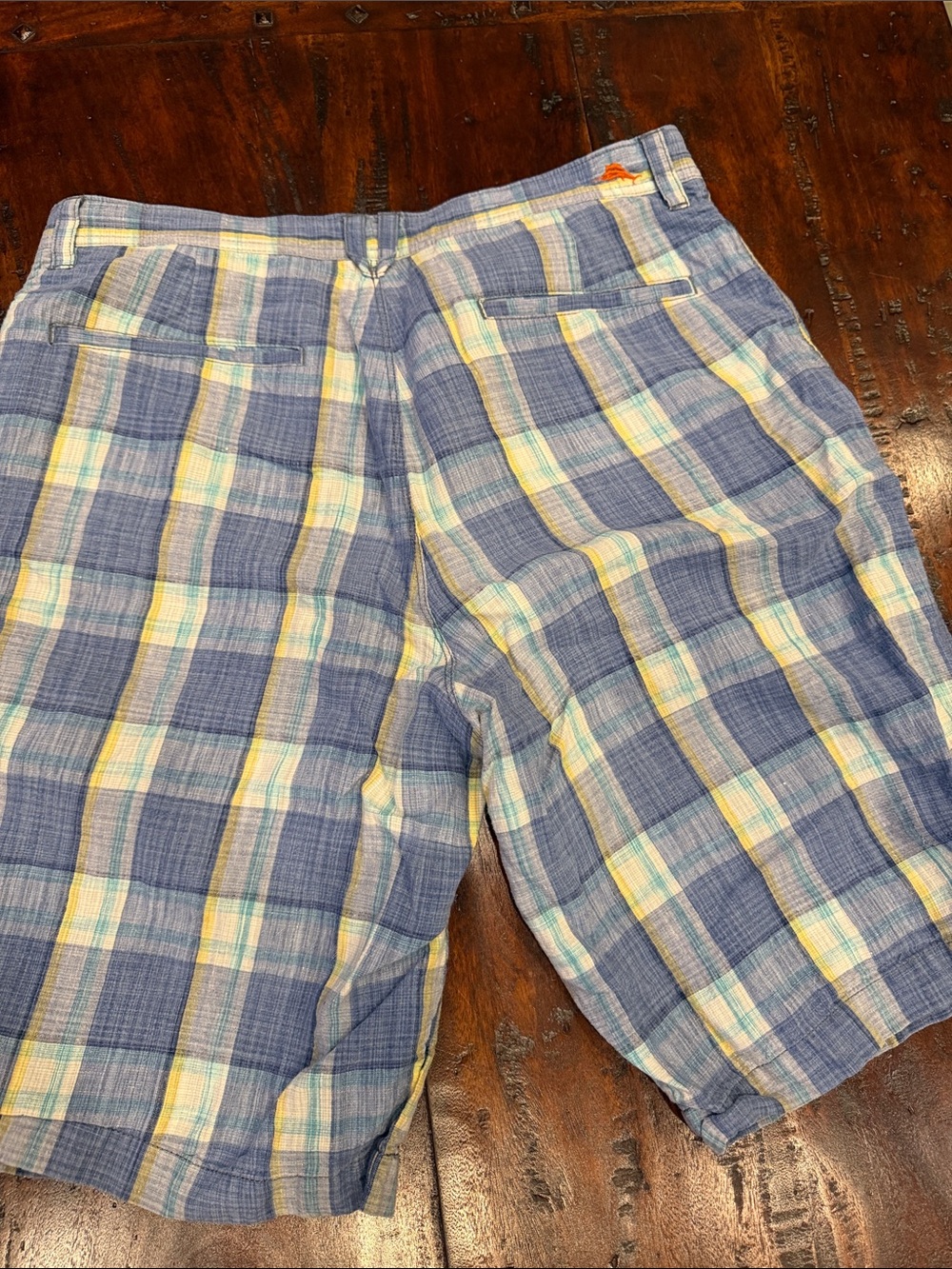 Men's Blue Plaid Summer Shorts - Picture 4 of 4